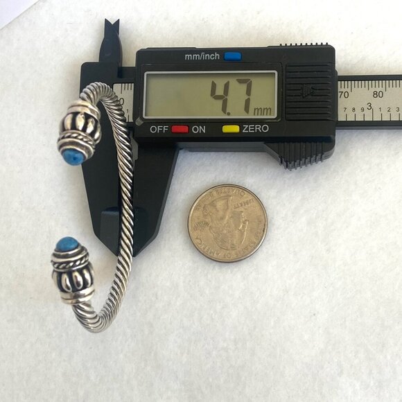 Sterling Silver 925 Mexico Chunky Blue Sodalite Twisted Rope Cuff Bracelet 6.25" - Picture 16 of 16